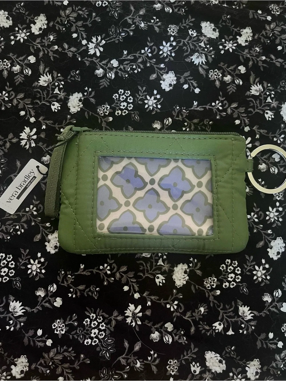 Vera Bradley Zip ID case in Pearlized Cedar Green